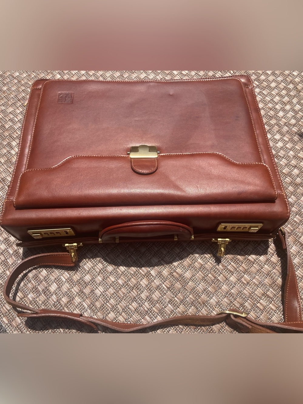 ZHHZ Leather Briefcase/Laptop Bag with Combination Locks